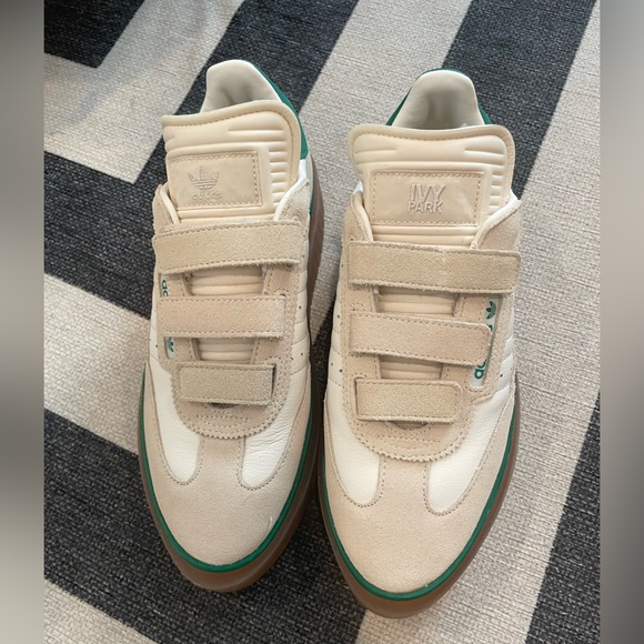IVY PARK Shoes - IVY PARK Beige Cream Suede Sneakers with Green Trim